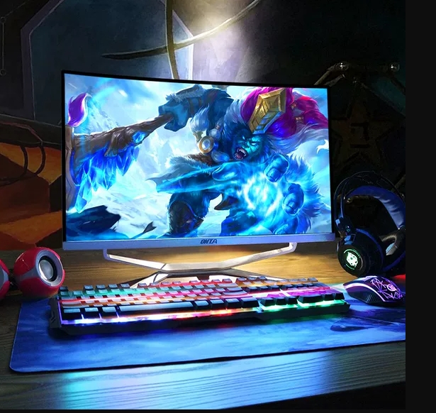 网吧电竞游戏一体机电脑家用24-27-32英寸曲面屏幕独显高配酷睿i3i5i7四核六核八核高端台式主机全套吃鸡整机